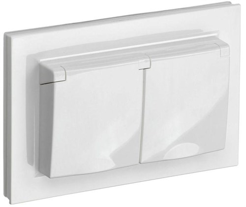Розетка 2-м СП BRITE РСбш12-3-44-БрБ 16А в сборе IP44 с крышкой бел. IEK BR-R26-16-44-K01-F 1617367 - фото 16760967