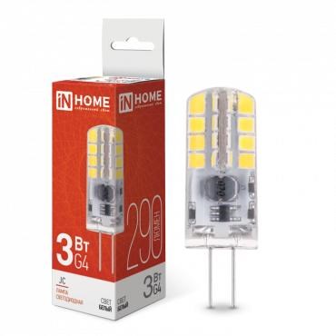 Лампа светодиодная LED-JC 3Вт капсульная прозрачная 4000К нейтр. бел. G4 290лм 12В IN HOME 4690612036021 1513207 - фото 16761222