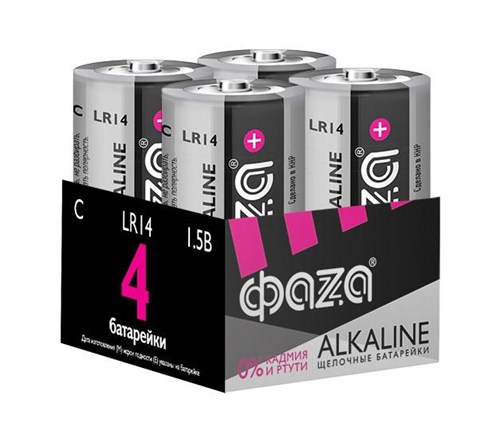 Элемент питания алкалиновый C/LR14 1.5В Alkaline Pack-4 (уп.4шт) ФАZА 5033160 1440553 - фото 16761332