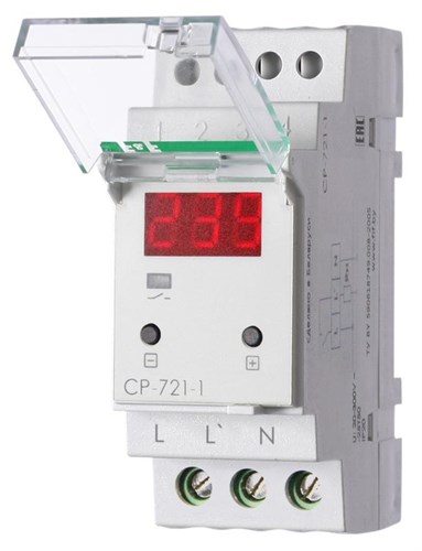 Реле напряжения CP-721-1 (однофазное; цифровая индикация; напряжение питания 50-450В контакт 1NO 63А встроен. таймер регистрация аварий в памяти индикация текущего напряжения) (аналог УЗМ) F&F EA04.009.013 536264 - фото 16761566