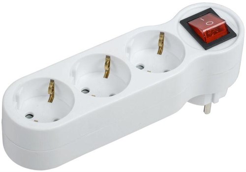 Разветвитель 3-м 16А IP20 Т-01/03В 2P+PE с выкл. бел. IEK WTP10-16-03-ZK-K01 1317794 - фото 16761594