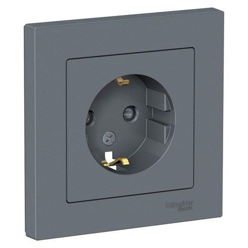 Розетка 1-м СП AtlasDesign 16А IP20 с заземл. защ. шторки в сборе грифель SE ATN000744 1240413 - фото 16761922
