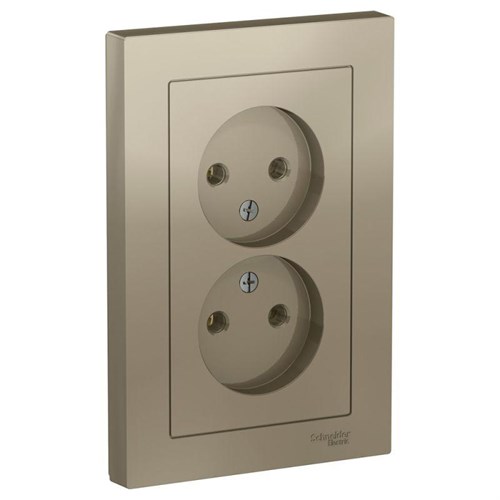 Розетка 2-м СП AtlasDesign 16А IP20 без заземл. в сборе шампань SE ATN000520 1240315 - фото 16761928