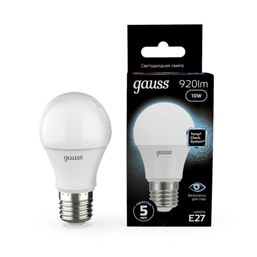 Лампа светодиодная Black 10Вт A60 грушевидная 4100К нейтр. бел. E27 920лм GAUSS 102502210 488191 - фото 16762033
