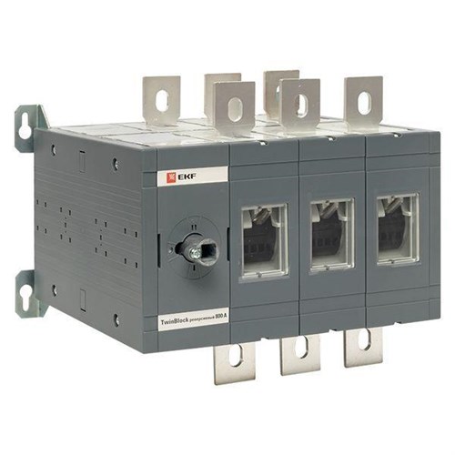 Рубильник 3п 630А реверсивный без рукоятки управления TwinBlock EKF tb-s-630-3p-rev 476881 - фото 16762062