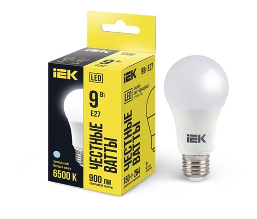 Лампа светодиодная ECO A60 9Вт грушевидная 230В 6500К E27 IEK LLE-A60-9-230-65-E27 479699 - фото 16762100