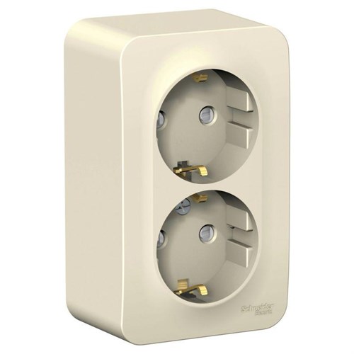 Розетка 2-м ОП Blanca 16А IP20 250В с заземл. защ. шторки с изолир. пластиной молоч. SE BLNRA011212 1210515 - фото 16762135