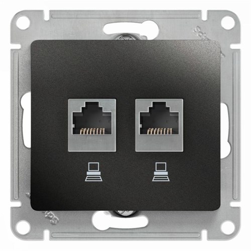 Розетка компьютерная 2-м Glossa RJ45 кат.5E механизм антрацит SE GSL000785KK 463572 - фото 16762164
