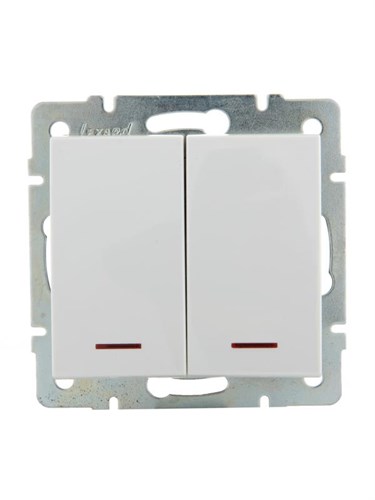 Выключатель 2-кл. СП Rain IP20 с подсветкой механизм бел. LEZARD 703-0288-112 450501 - фото 16762216
