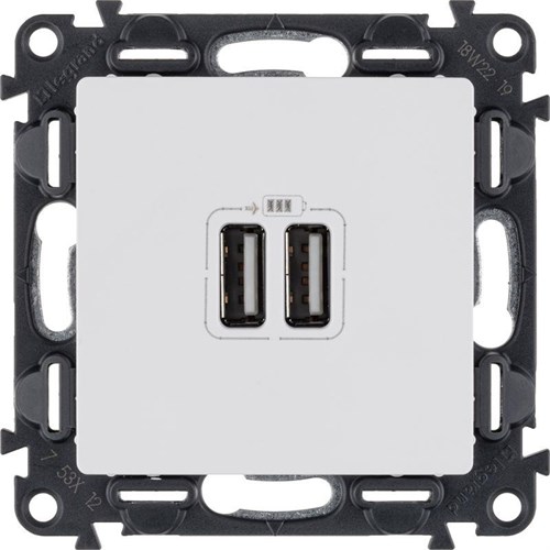 Розетка USB 2-м Valena Life 240В/5В 2400мА с лицев. панелью механизм бел. Leg 753412 414157 - фото 16762326