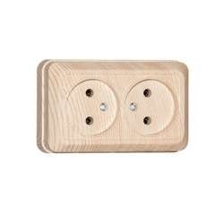 Розетка 2-м ОП Олимп 16А без заземл. сосна UNIVersal 5560858 315925 - фото 16762339
