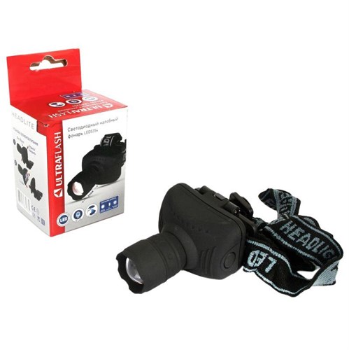 Фонарь налобный LED 5354 1Вт LED ZOOM 3 режима 3хR03 сер. Ultraflash 11549 321978 - фото 16762589