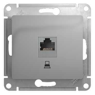 Розетка компьютерная 1-м СП Glossa RJ45 кат.5E механизм алюм. SE GSL000381K 1063757 - фото 16762680