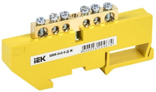 Шина PE "земля" на DIN-изоляторе ШНИ-6х9-6-Д-Ж IEK YNN10-69-6D-K05 1037451 - фото 16762733