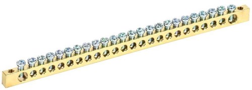 Шина PEN "земля-ноль" 6х9мм 24/2 (24группы/крепеж по краям) IEK YNN11-24-100 269711 - фото 16762771
