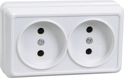 Розетка 2-м ОП Октава 10А IP20 без заземл. бел. IEK ERO20-K01-10-DC 245721 - фото 16762908