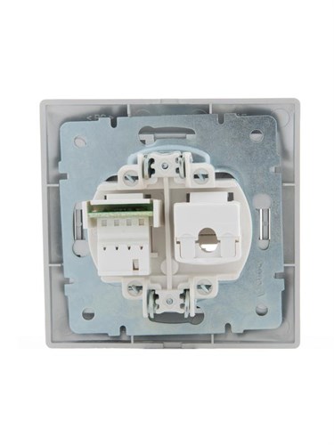 Розетка компьютерная + телефонная 2-м СП Mira RJ45 + RJ11 сер. метал. LEZARD 701-1010-143 199994 - фото 16763001