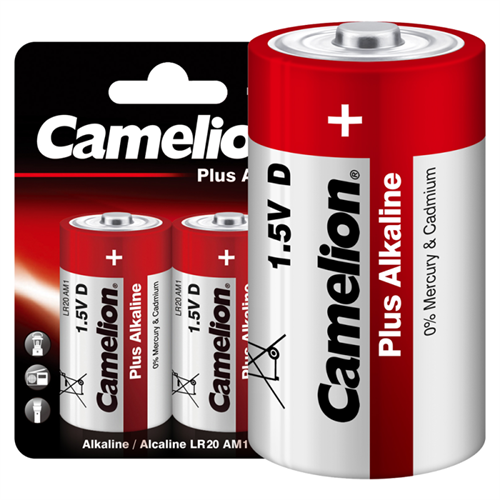 Элемент питания алкалиновый D/LR20 1.5В Plus Alkaline LR20-BP2 BL-2 (блист.2шт) Camelion 1654 197970 - фото 16763012