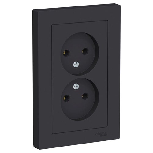 Розетка 2-м СП AtlasDesign 16А IP20 без заземл. в сборе карбон SE ATN001020 1240530 - фото 16763554