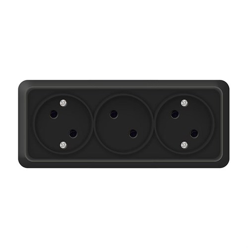 Розетка 3-м ОП Олимп 16А IP20 без заземл. черн. Universal 2217 1905557 - фото 16763637