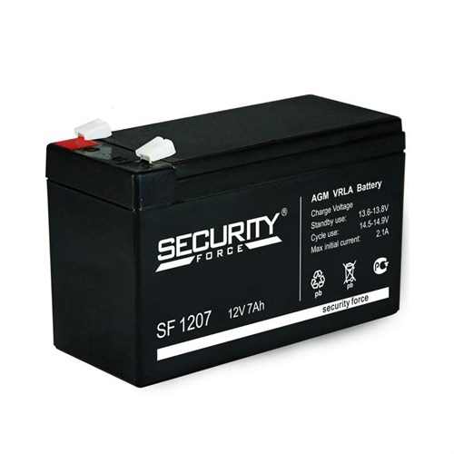 Аккумулятор ОПС 12В 7А.ч Security Force SF 1207 250807 - фото 16763764