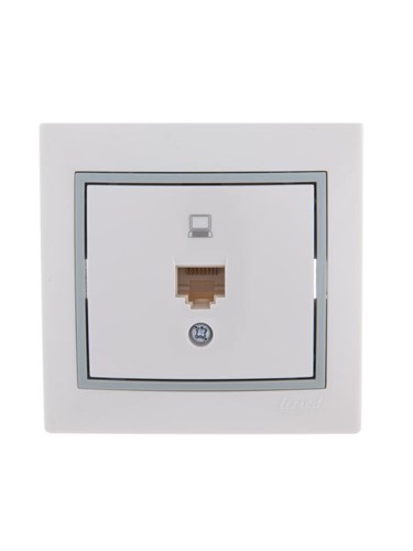 Розетка компьютерная 1-м СП Mira RJ45 бел./сер. LEZARD 701-0215-139 193105 - фото 16763782