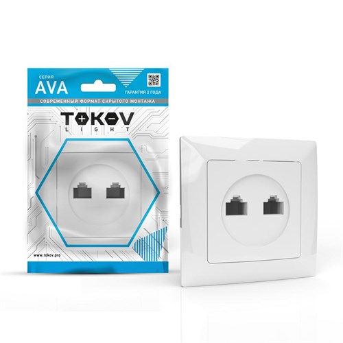 Розетка компьютерная 2-м СП AVA в сборе бел. TOKOV LIGHT TKL-AV-RC2-C01 1909901 - фото 16763974
