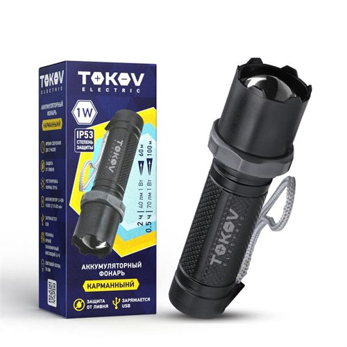 Фонарь аккумуляторный ручной среднего размера корпус черн. TOKOV ELECTRIC TKE-RF-A-07 1896921 - фото 16764083