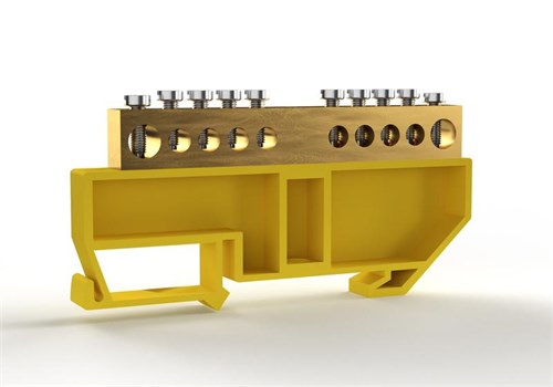 Шина PE "земля" на DIN-изоляторе 8х12мм 10 отвер. латунь TOKOV ELECTRIC TKE-BCB-812-10-DIN/PE 1855432 - фото 16764211