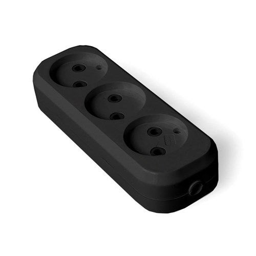 Колодка удлинителя 3-м без заземл. АБС-пластик черн. UNIVersal 1305 1819870 - фото 16764226