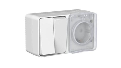 Блок ОП AtlasDesign PROFI IP54 (розетка 16А заземл. защ. шторки + 2-кл. выключатель 10А) сер. SE ATN543074 1775478 - фото 16764523