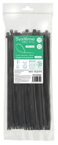 Стяжка кабельная 300х3.6 черн. (уп.100шт) SE IMT30036B 1760898 - фото 16764584