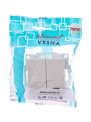 Переключатель проходной 1-кл. СП Vesna с индикацией механизм крем. LEZARD 742-0388-114 1633859 - фото 16764834