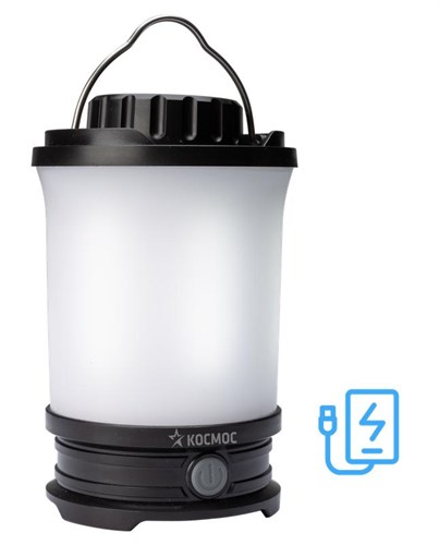 Фонарь аккумуляторный кемпинговый LED 10Вт съемн. аккум. Li-ion18650 2х2.2А.ч Power-bank USB-шнур КОСМОС KOS604Lit 584456 - фото 16764848