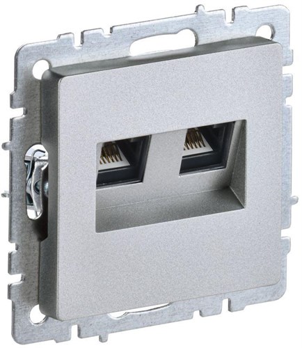 Розетка компьютерная двойная СП RJ45 кат.5E BRITE РК10-2-БрА механизм алюм. IEK BR-K20-1-K47 1617402 - фото 16765009