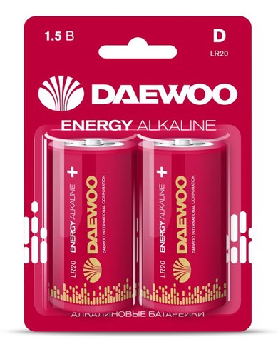 Элемент питания алкалиновый D/LR20 1.5В Energy Alkaline 2021 BL-2 (уп.2шт) DAEWOO 5030022 1588745 - фото 16765163