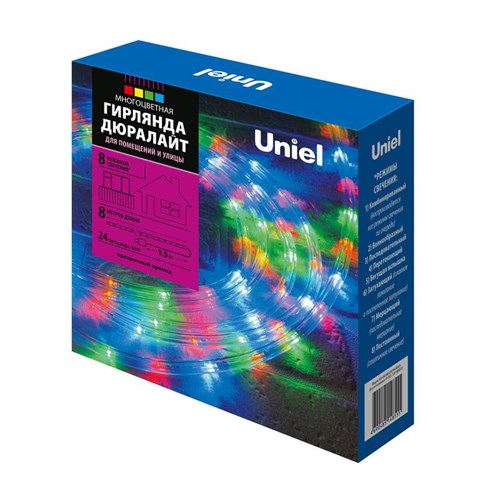 Гирлянда светодиодная ULD-D50 8M/С08 IP44 MULTI Дюралайт 8м с контроллером разноцвет. свет. провод бел. Uniel UL-00008571 1491544 - фото 16765274