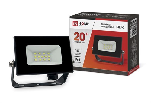 Прожектор светодиодный СДО-7 20Вт 6500К IP65 1800лм 230В черн. IN HOME 4690612034614 1414383 - фото 16765275
