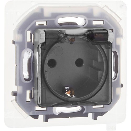 Розетка 1-м СП Inspiria 16А IP44 250В 2P+E защ. шторки с крышкой немецк. стандарт механизм алюм. Leg 673742 1445259 - фото 16765336
