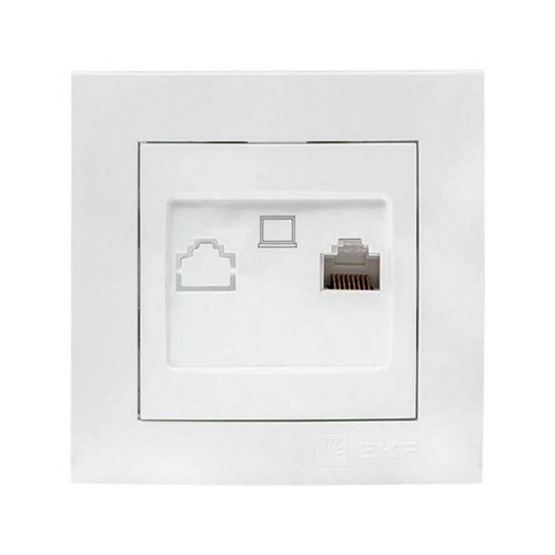 Розетка компьютерная 1-м СП Валенсия RJ45 бел. PROxima EKF EWK01-035-10 1323199 - фото 16765605