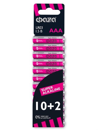 Элемент питания алкалиновый AAA/LR03 1.5В Super Alkaline SBL-10+2 (уп.12шт) ФАZА 2854612 502333 - фото 16765705