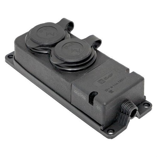 Колодка 2-м 16А IP44 2P+PE 230В с защ. крышками каучук PROxima EKF RPS-018-16-230-44-r 527770 - фото 16765796