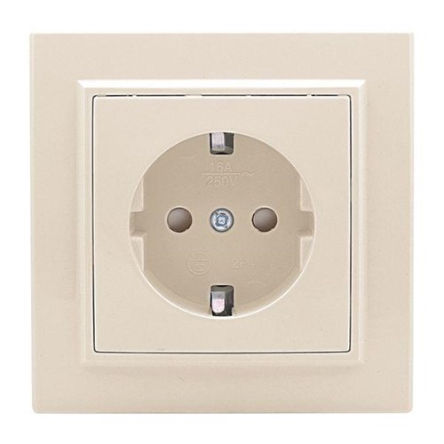 Розетка 1-м СП Минск 16А IP20 с заземл. защ. шторки беж. EKF ERR16-028-200 1277400 - фото 16765809