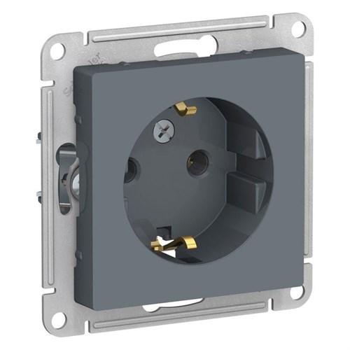 Розетка 1-м СП AtlasDesign 16А IP20 с заземл. механизм грифель SE ATN000743 1240412 - фото 16765925