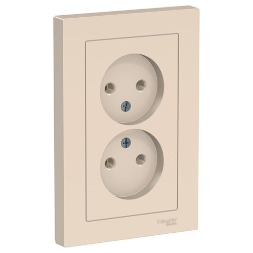 Розетка 2-м СП AtlasDesign 16А IP20 без заземл. в сборе беж. SE ATN000220 1240186 - фото 16765944