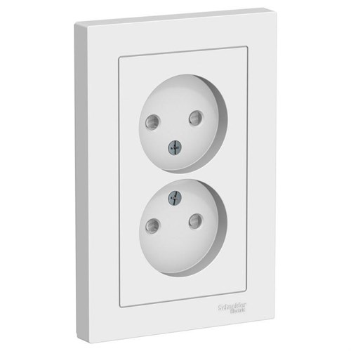 Розетка 2-м СП AtlasDesign 16А IP20 без заземл. защ. шторки в сборе бел. SE ATN000122 1240134 - фото 16765965