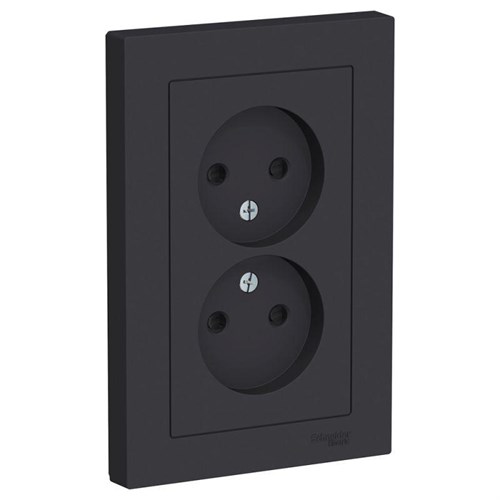Розетка 2-м СП AtlasDesign 16А IP20 без заземл. защ. шторки в сборе карбон SE ATN001022 1240531 - фото 16765987