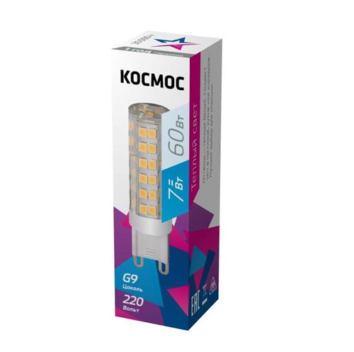 Лампа светодиодная 7Вт 220В G9 4500К КОСМОС LksmLED7WG9C4500pc 482443 - фото 16766059