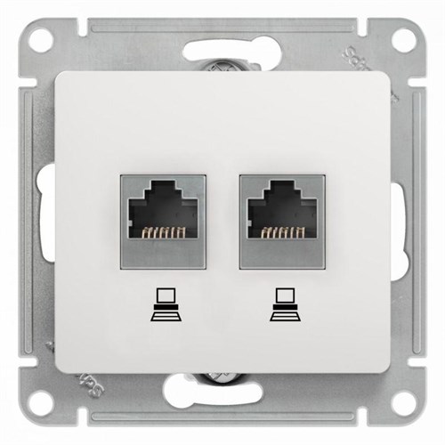 Розетка компьютерная 2-м Glossa RJ45 кат.5E механизм бел. SE GSL000185KK 463574 - фото 16766177
