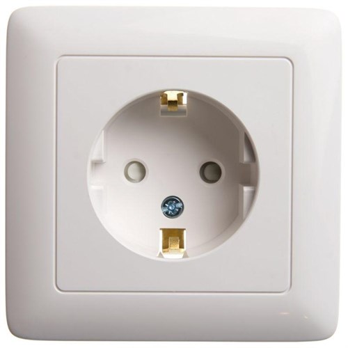 Розетка 1-м СП 1мод. Хит 16А IP20 250В с заземл. защ. шторки бел. SE RS16-136-B 458401 - фото 16766208